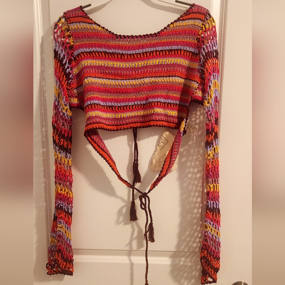 New Free People Multicolor Crochet A-Line Skirt And Top Very Beautiful Set. - Picture 9 of 13